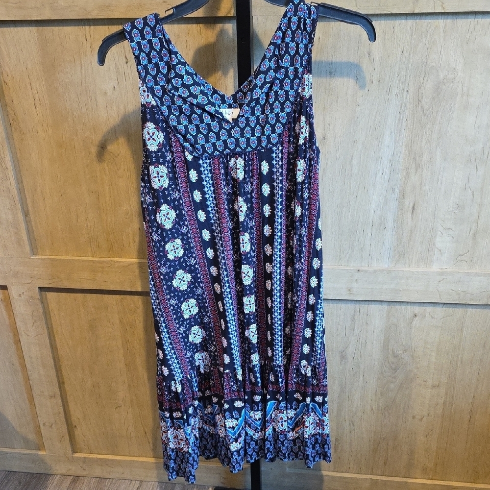 (J43) Womans Sz L, Style & Co. Bohemian Print Midi Dress - Blue and Red